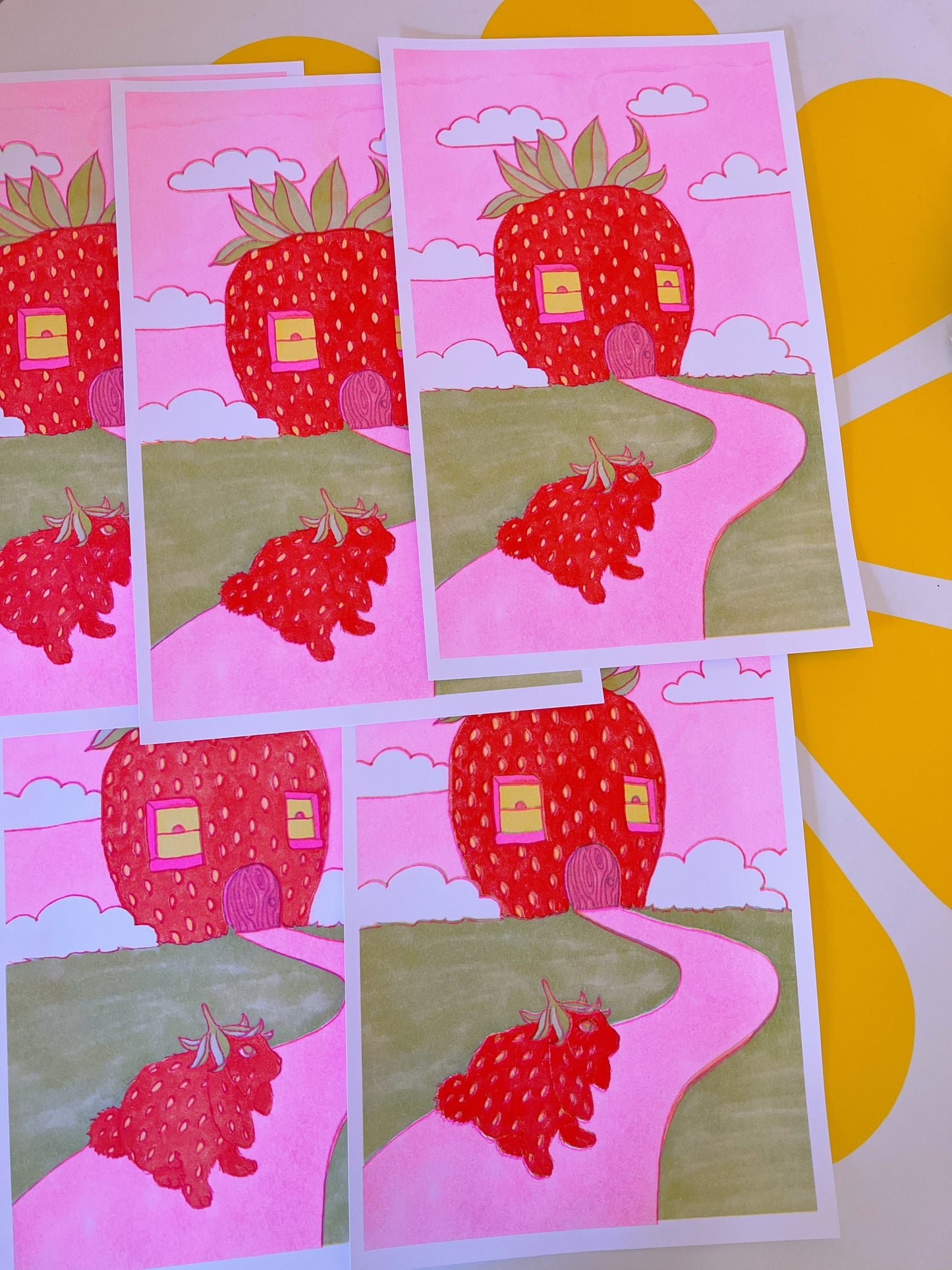 *Riso Print* Strawberry Bunny Goes Home