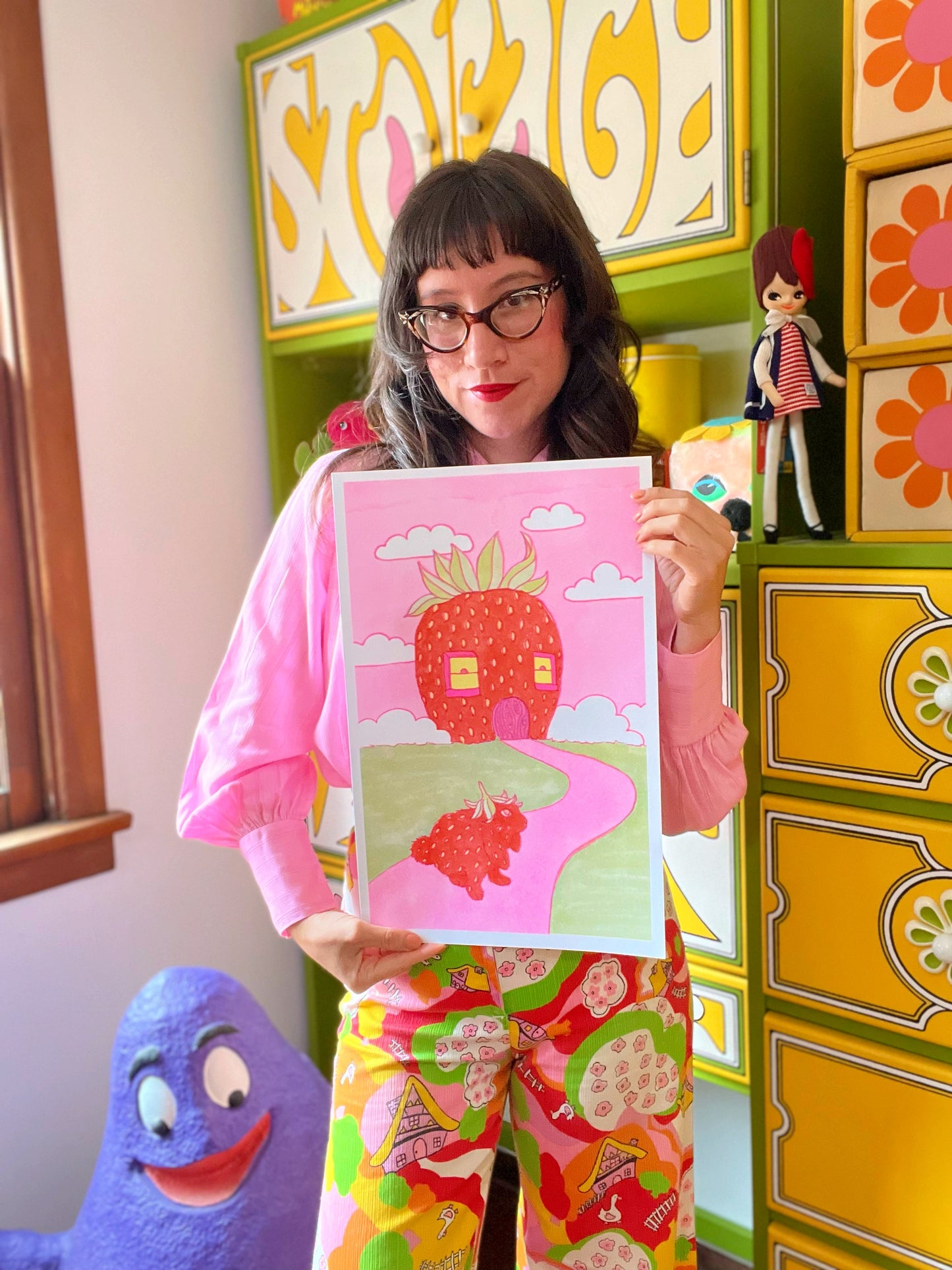 *Riso Print* Strawberry Bunny Goes Home