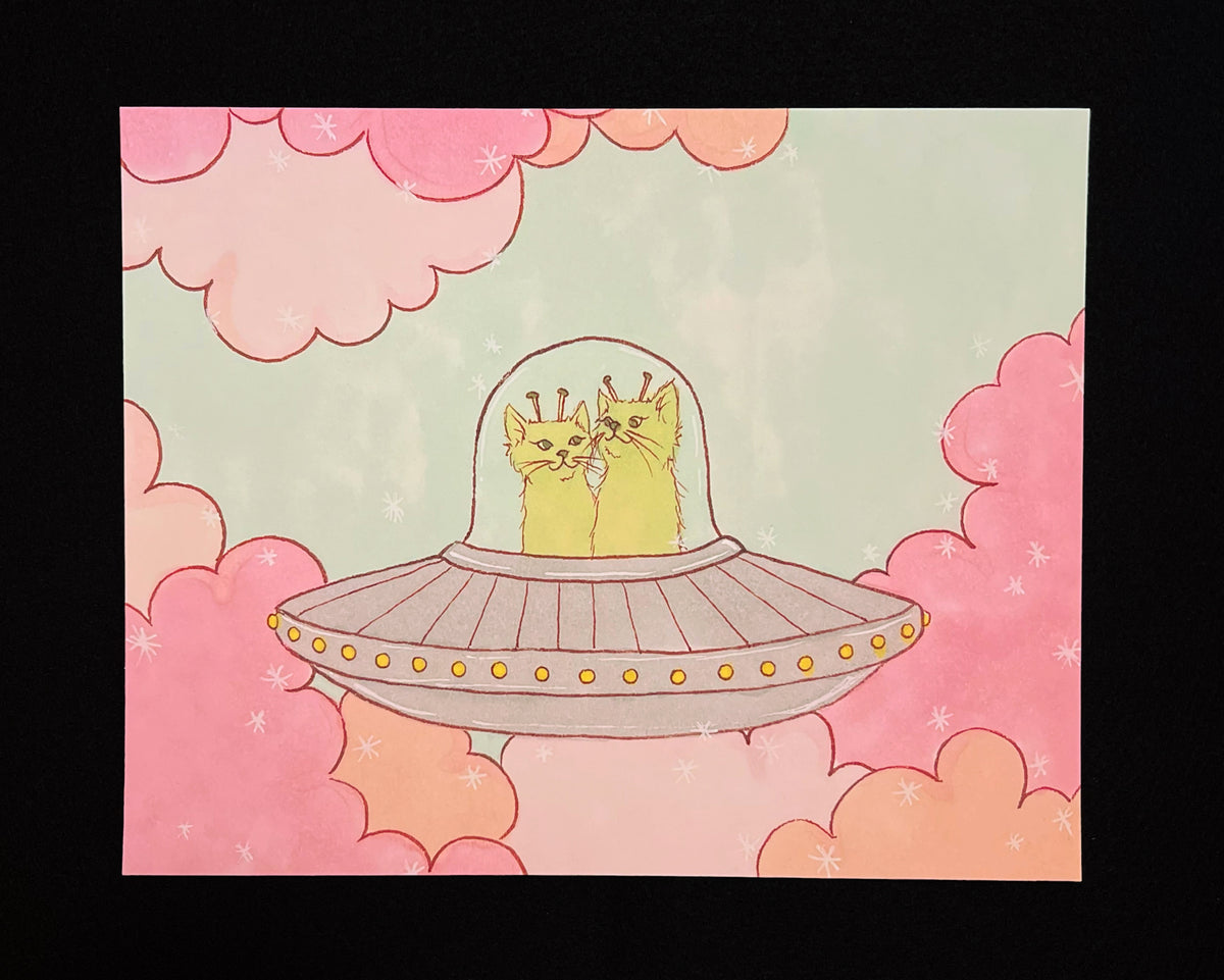 Halloween Edition Print- UFO Martian Cats