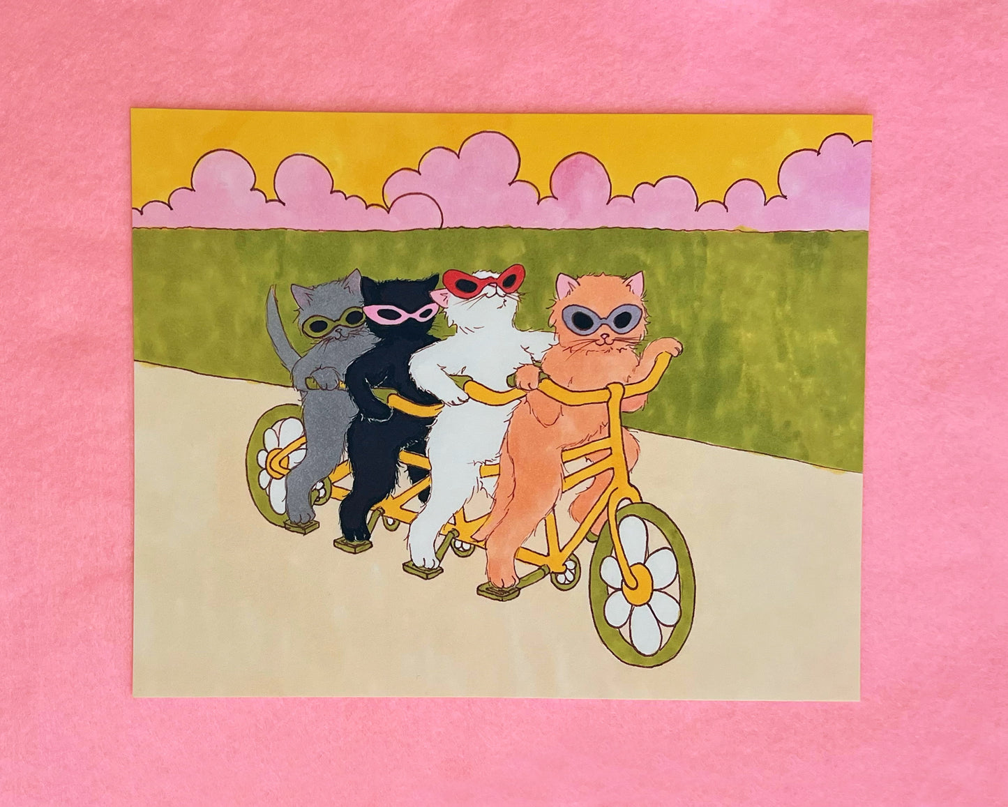 Summer Edition Print- Cats Riding Bike