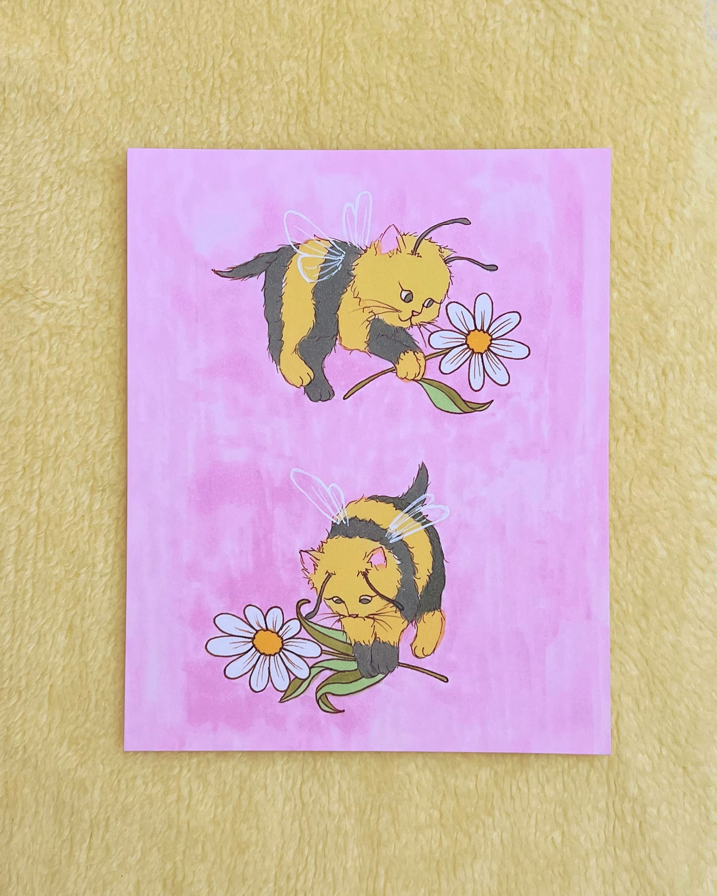 Summer Edition Print- Cat Bees Bring You Flowers