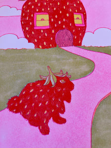 *Riso Print* Strawberry Bunny Goes Home