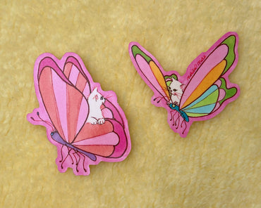 A Sticker Pack- Kitties Riding Butterflies