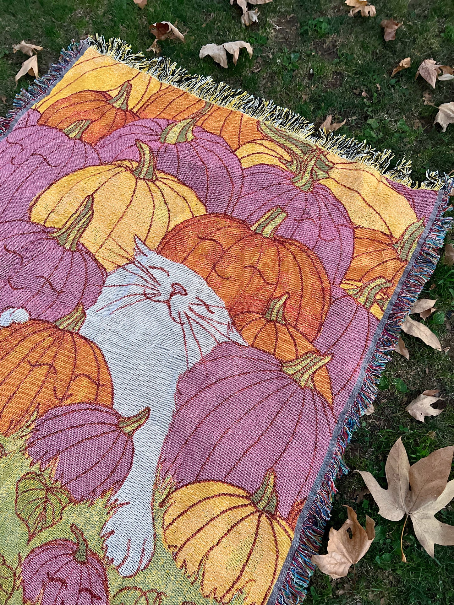 ***PRE-ORDER*** A Blanket Featuring The Happiest Cat at the Pumpkin Patch