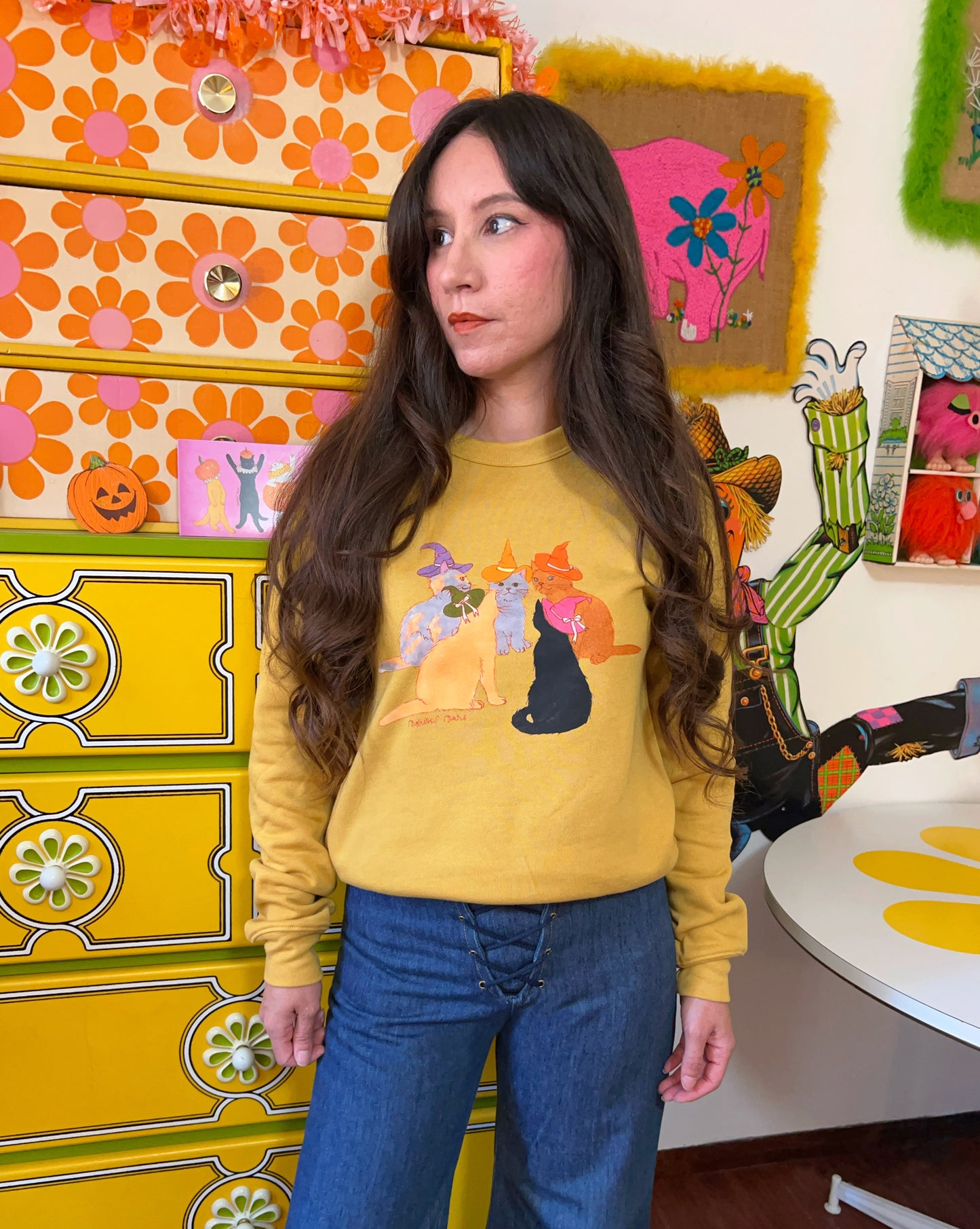 The Kitty Coven Sweatshirt- Mustard