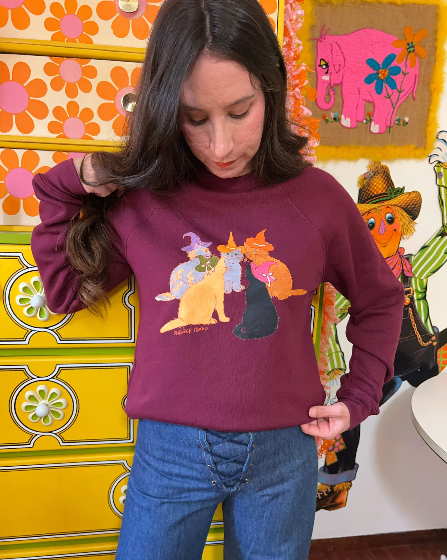 The Kitty Coven Sweatshirt- Maroon