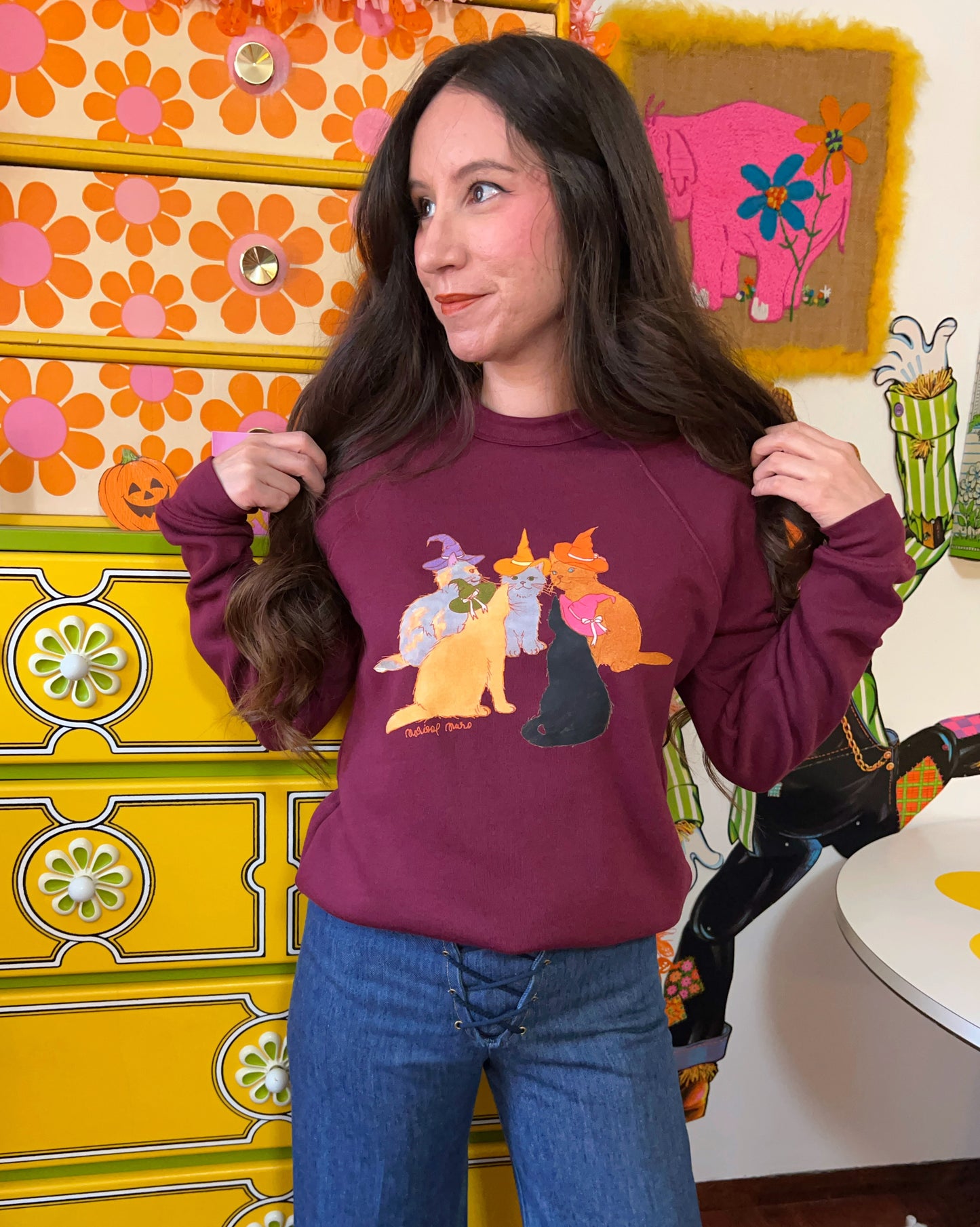 The Kitty Coven Sweatshirt- Maroon