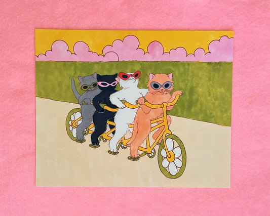 Summer Edition Print- Cats Riding Bike